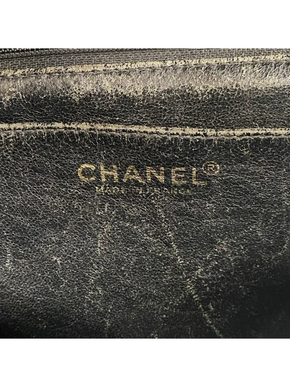 Chanel Handbag Quilted Caviar Leather Black Gold